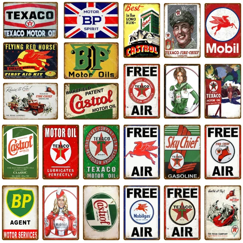 Vintage Fashion Plates - Vintage Texaco Motor Oil Signs Sky