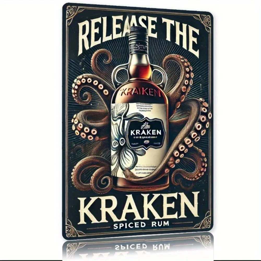 Vintage Fashion Plates - Vintage Kraken Spiced Rum Metal Sign
