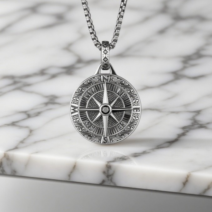 Vintage Compass Pendant Neckla - Vintage Fashion Guide review and price