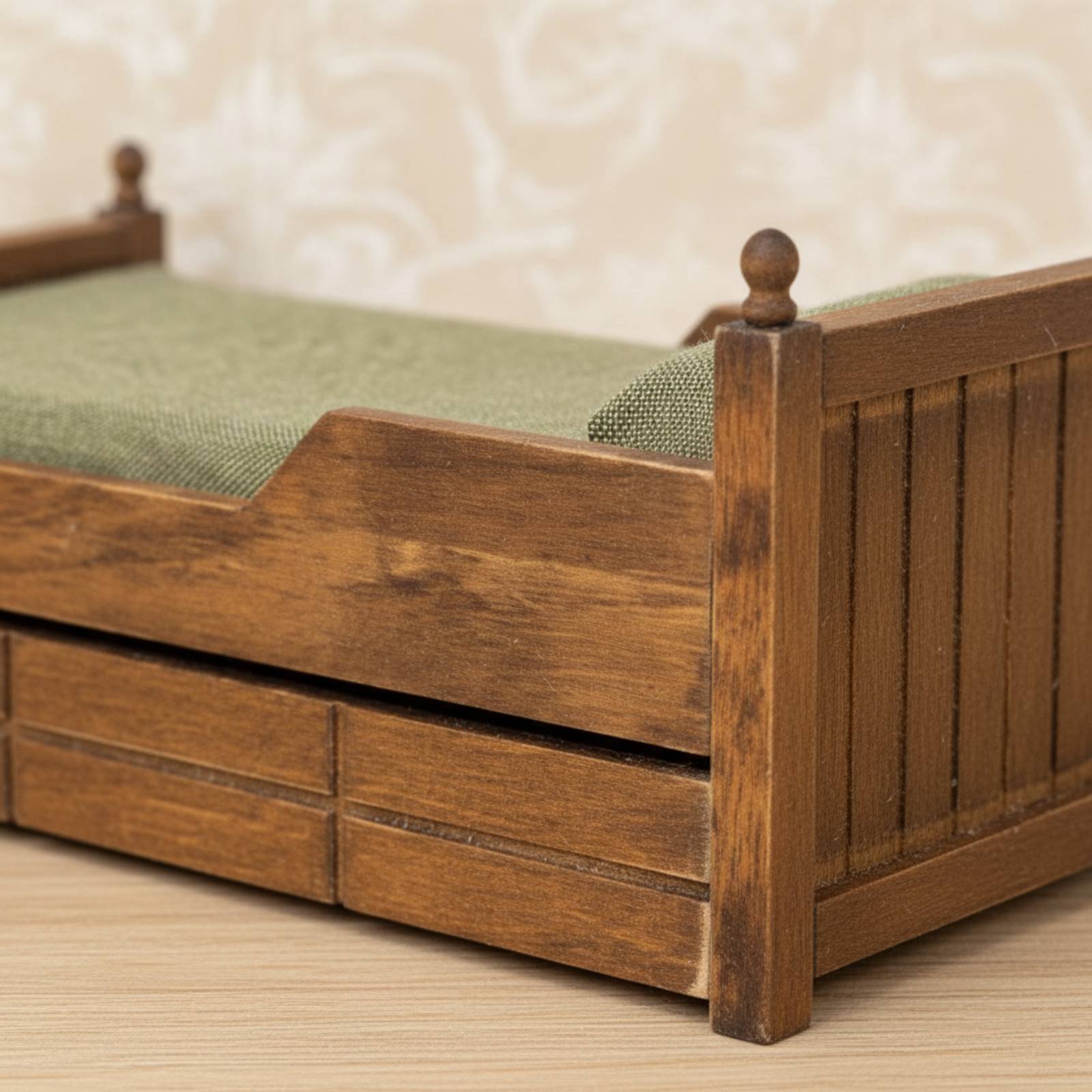 1:12 Scale Wooden Bed Handmade - Vintage Fashion Designer review and price