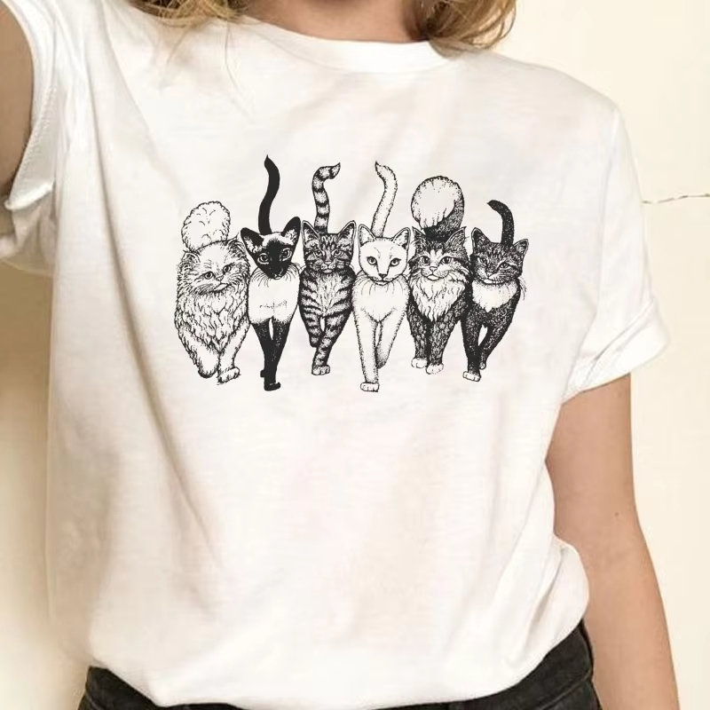 Cat Gang Drawing Women T-Shirt - Vintage Fashion Drawings review and price