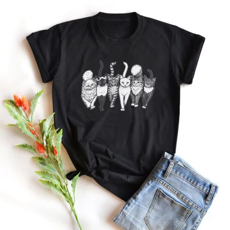 Cat Gang Drawing Women T-Shirt - Vintage Fashion Drawings review and price