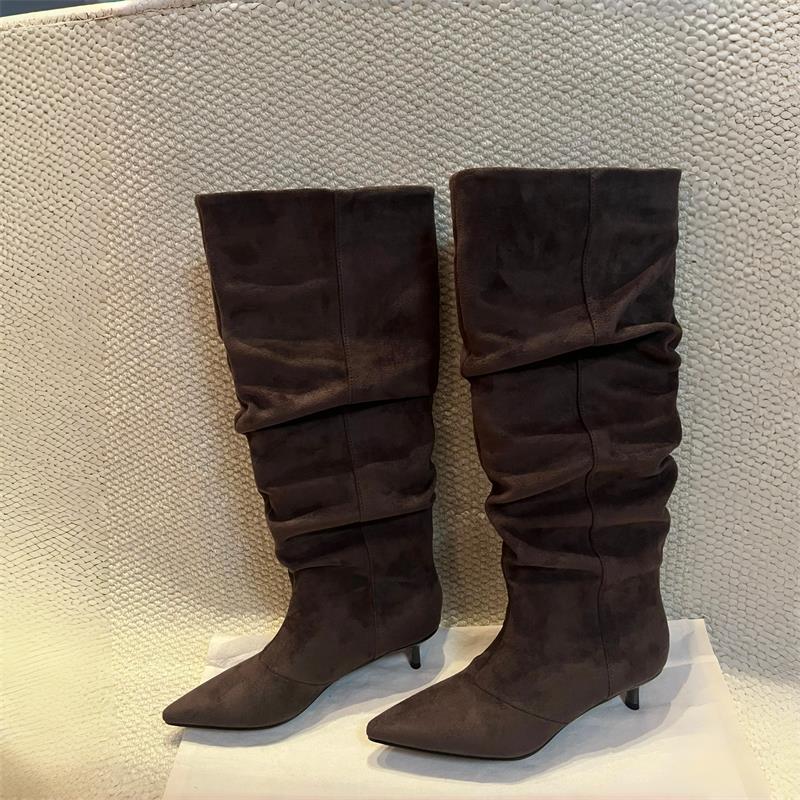 Suede Slouch Knee High Boots W - Vintage Fashion Designer review and price