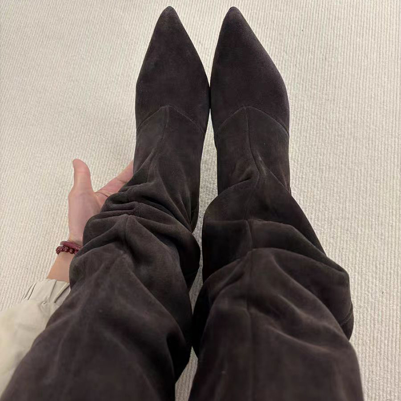 Suede Slouch Knee High Boots W - Vintage Fashion Designer review and price