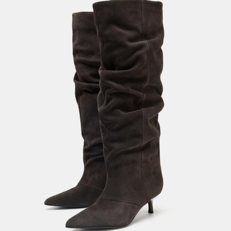 Suede Slouch Knee High Boots W - Vintage Fashion Designer review and price